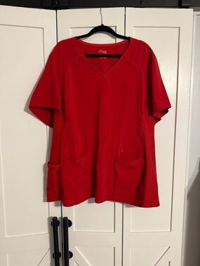 Cherokee iFlex Red V-Neck Short Sleeve Scrub Top